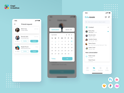 EduRoom - Online Class Room App UI Kit app app design creative design education education app ios kit mobile sketch study study app ui ui design ui kit