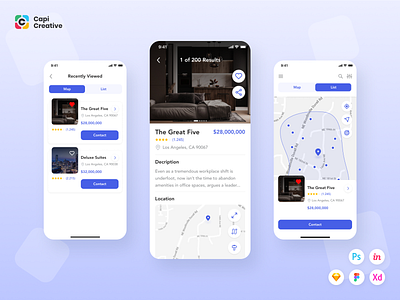 FiHome - Real estate UI Kit app app design creative design estate figma home kit mobile ui ui design ui kit