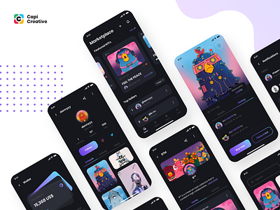 BeeNFTs - NFT Market App UI Kit app bitcoin capi coin creative crypto design illustration logo mobile nft sketch ui ui kit