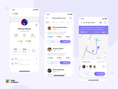 PoolRide - Car Pooling App UI Kit app capi car creative design driver driving illustration logo map mobile pooling poolride sharing sketch ui ui kit