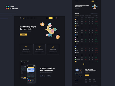 CaKrypto – Crypto App & Web UI Kit app capi coin creative design illustration logo mobile payment sketch stock transaction ui ui kit web