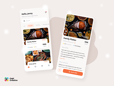 UI Concept Christmas app booking capi creative design food illustration mobile restaurant ui ui kit xmas
