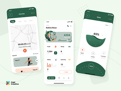 Healiza - Health Care Mobile UI Kit app bycle capi creative design exrcise health illustration mobile run ui ui kit walk yoga
