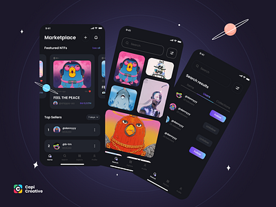 BeeNFTs - NFT Market App UI Kit app buy capi coin creative design illustration mobile nfts payment sells ui ui kit