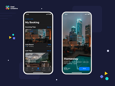 Glories travel - Booking App UI Kit app booking capi creative design home stay hotel illustration mobile reviews ui ui kit