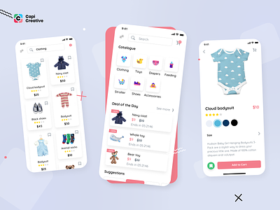 Moby E-commerce App UI Kit app baby branding capi creative design doll e commerce illustration logo mobile payment search ui ui kit