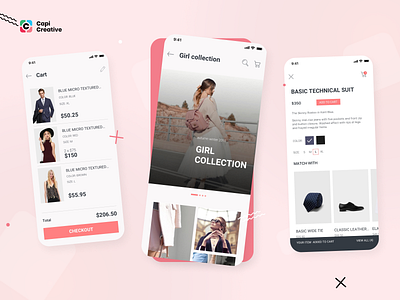 Veera E commerce UI Kit app branding capi clothes creative design ecommerce fashion illustration logo mobile pink ui ui kit