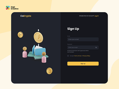 CaKrypto - Crypto Web UI Kit app branding capi creative crypto design finance illustration logo mobile sign in sign up ui ui kit verification web design website