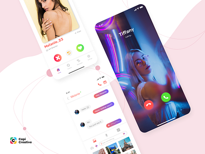 Dalla - Dating Application UI Kit app branding call capi creative date dating design girls illustration logo mobile phone call pink ui ui kit