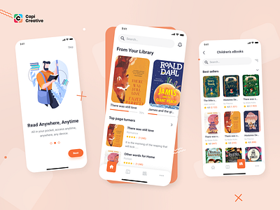 Lith - E-book store & E-reader App UI Kit app book branding buy capi creative design details home illustration logo mobile onboard reading ui ui kit