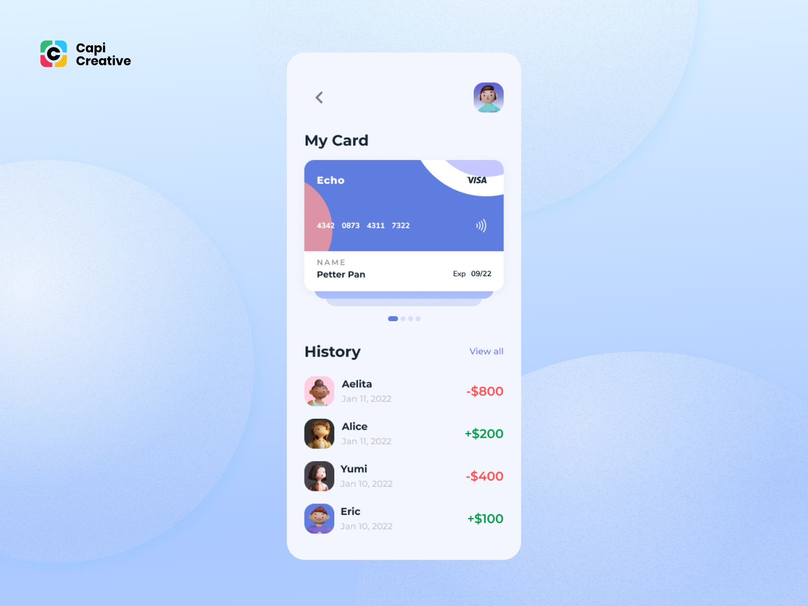 Finance UI Concept by Capi Creative on Dribbble