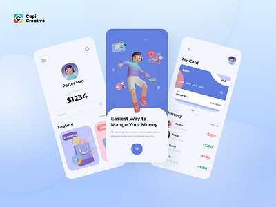 Finance UI Concept app branding capi card creative design ecommerce finance home illustration logo mobile onboard stock transaction ui ui kit