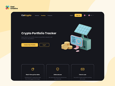 CaKrypto – Crypto App & Web UI Kit app branding capi coin creative crypto design finance illustration logo mobile portfolio stocks trade ui ui kit web