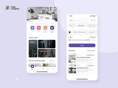 RentHouse - Simply Home Search Mobile App UI KIT app branding capi creative design explore home house illustration logo mobile place real estate rent search travel ui ui kit