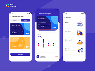 AiriBank - Finance Mobile App UI KIT account app banking branding capi card chart creative design illustration logo mobile report search transaction ui ui kit