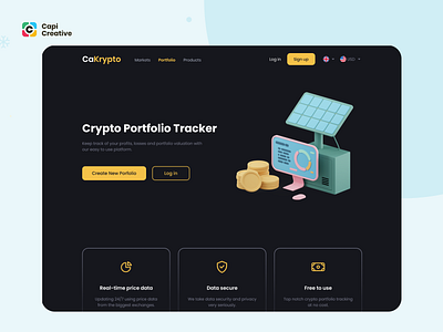 CaKrypto – Crypto App & Web UI Kit app branding capi coin creative crypto design finance illustration logo market marketplace mobile portfolio stocks trade ui ui kit