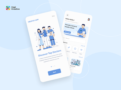 UI Health Concept app appointment booking branding capi consult creative design doctors health home illustration logo medical mobile onboard ui ui kit