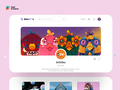 BeeNFTs - NFT Market App UI Kit app art branding capi coin creative crypto design details illustration logo mobile nft profile trade transaction ui ui kit