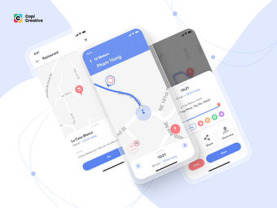 Wizzbang - Navigation App UI Kit alert app branding capi creative design home illustration logo maps mobile places route traffic travel ui ui kit