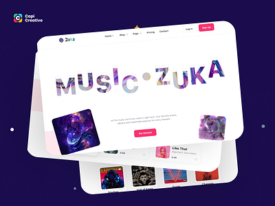 Zuka – Multipurpose Web UI Kit album app artist branding capi creative design illustration landing page logo mobile multipurpose music player songs ui ui kit web website