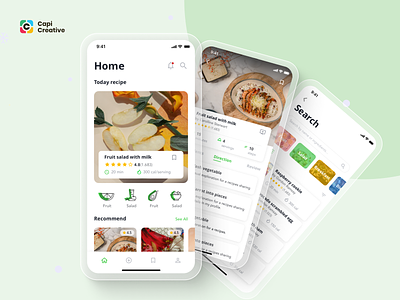 HaCook - Recipe Manager App UI Kit app branding capi collection cook creative design diet eat food home illustration ingredients logo manager mobile recipe search ui ui kit