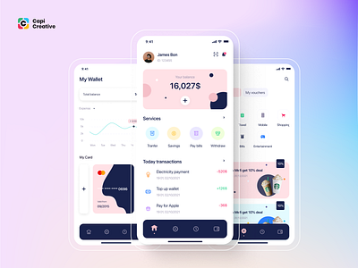 MeFi - E-wallet App UI Kit app bank banking branding capi coin creative crypto defi design e wallet ewallet finance mobile money nft ui ui kit wallet web3