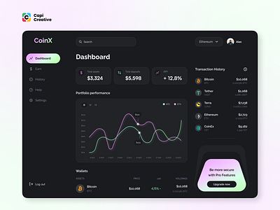 CoinX - Crypto Dashboard Design