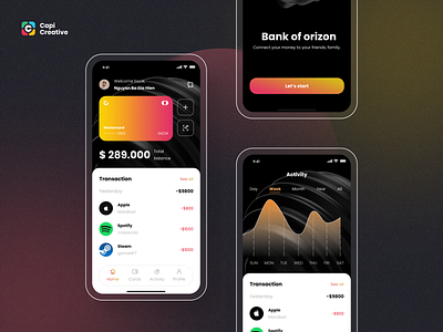 Finance UI Concept activity app balance banking capi design finance graph history mobile onboarding transaction ui ui kit wallet