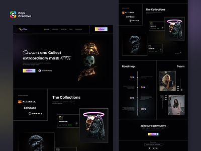 NFTs marketplace UI Concept blockchain blur dark gradient landing page linear marketplace neon nft ui web