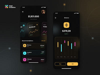 Crypto App Concept app balance bitcoin capi creative crypto design detail home mobile portfolio ui ui kit