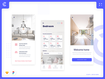 Cahome - Smart Home Mobile App UI Kit app cahome capi creative design mobile sketch ui kit vector