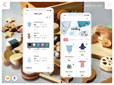 Moby E-commerce Mobile App UI Kit app capi creative design ecommerce figma mobile moby sketch ui kit vector