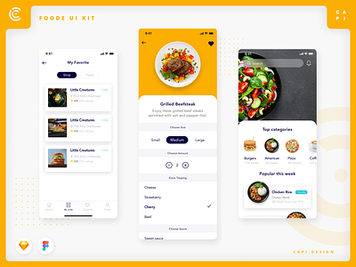 Foode - Food Order Mobile App UI Kit app capi creative design figma food app food order foode ios mobile sketch ui kit vector