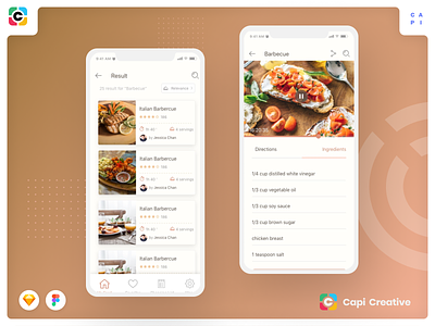 Caco - Cooking Mobile App UI Kit app cacook capi cooking app creative design figma ios mobile sketch ui kit vector