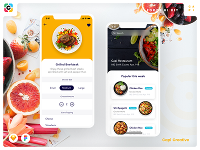 Foode - Food Order Mobile App UI Kit app capi creative design figma food order foode ios mobile sketch ui kit vector