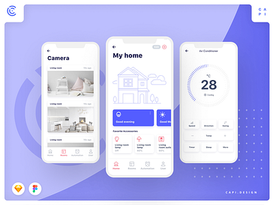 CaHome - Smart Home UI Kit app cahome capi creative design figma ios mobile sketch smart home ui ui kit vector