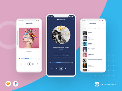 Nove - Music Mobile UI Kit [Sale Off] app design app mobile capi creative mobile template nove sketch ui ux ui kit