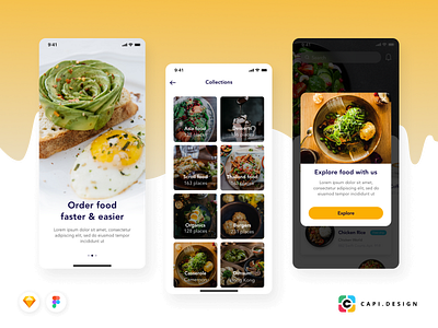 Foode - Food Order Mobile App UI Kit app capi creative design figma food app foode foody ios mobile sketch temple ui kit vector