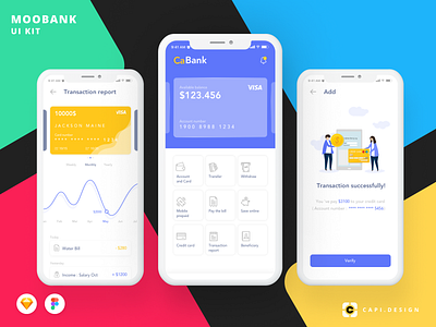 Moobank Banking Mobile App UI Kit app banking capi creative design figma ios mobile moobank sketch ui ui kit vector