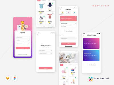 Moby E-commerce Mobile App UI Kit app capi creative design ecommerce figma mobile moby sketch ui kit vector
