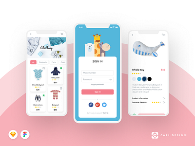 Moby E-commerce Mobile App UI Kit app baby ecommerce capi creative design ecommerce figma ios mobile moby sketch ui ui kit vector