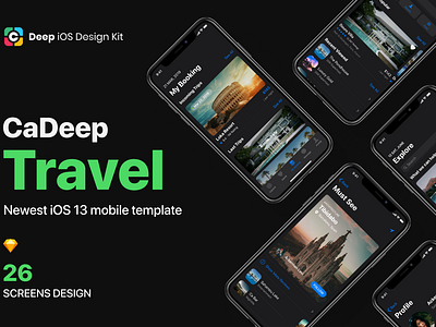 CaDeep Travel Mobile App UI kit app cadeep capi creative design ios mobile sketch travel app ui ui kit vector