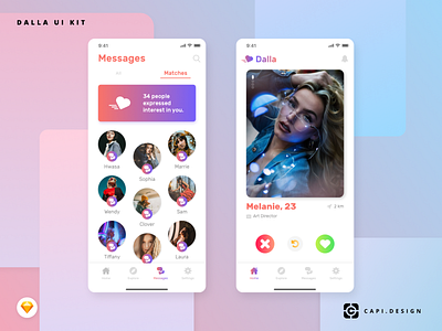 Dalla - Dating Application Mobile UI Kit app capi creative dalla dating app design figma ios mobile sketch ui ui kit vector