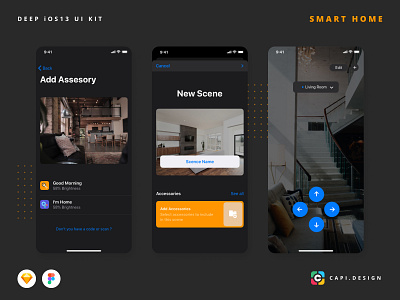 DEEP – Smart Home UI Kit iOS 13 app capi creative deep design ios mobile sketch ui kit vector