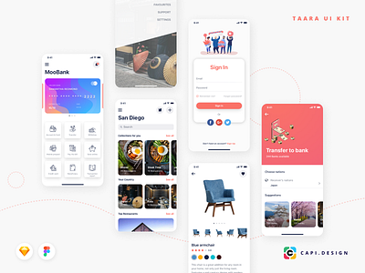 Taara - Mobile Application UI Kit app capi creative design ecommerce figma ios kit mobile sketch taara ui ui kit vector