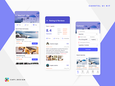 CaHotel Hotel Booking App UI Kit app booking app cahotel capi creative design figma hotel app hotel booking ios mobile sketch ui ui kit vector