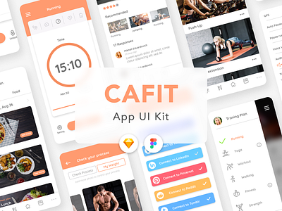 Cafit - Workout Mobile UI Kit Free Download app cafit capi creative design figma free download mobile sketch ui ui kit vector workout app