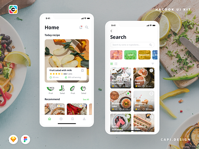 HaCook Recipe Manager App UI Kit app capi cooking app creative design figma hacook ios mobile recipe app sketch ui ui kit vector