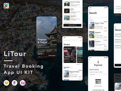 LiTour Travel Booking App UI Kit app booking app capi creative design figma ios litour mobile sketch ui kit vector