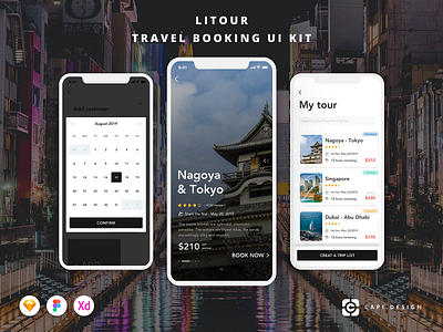 LiTour Travel Booking App UI Kit app capi creative design figma ios litour mobile sketch ui kit vector